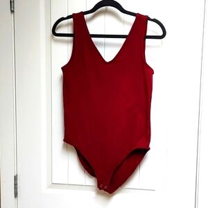 Gap women's dark red burgundy body shirt leotard EUC stretchy size M